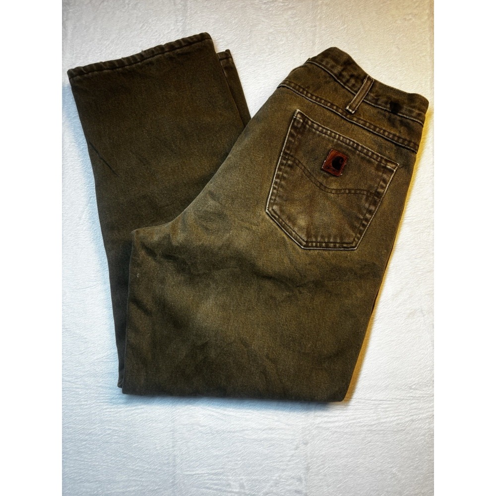 Vintage Carhartt Pants B162 BRK Flannel Lined Y2K Work‎ Made In USA Brown 38x28
